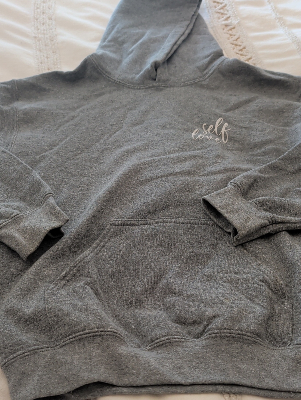 Women's Gray Script Logo Hooded Pullover Sweatshirt
